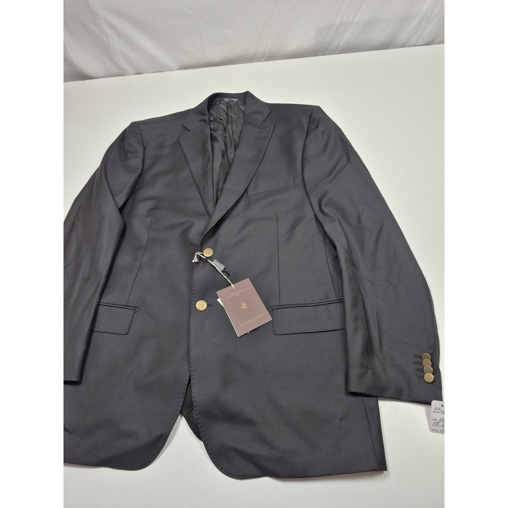 Galante Blazer Mens 48L Black Wool Super 110s Vitale Barberis Canonico Italy